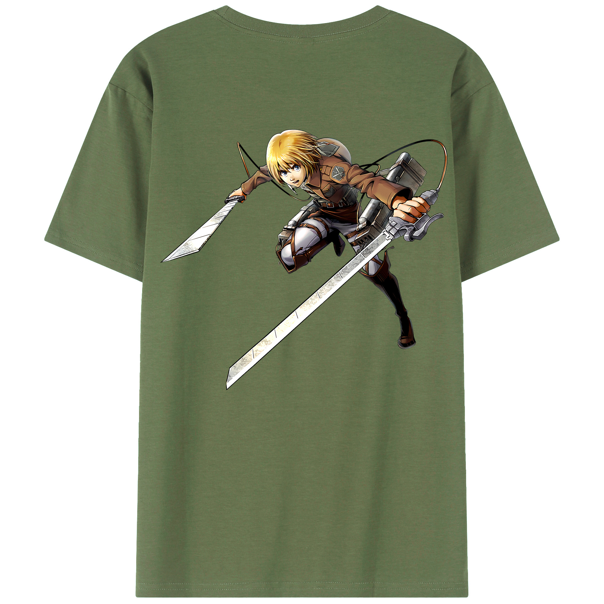 （画像用） 進撃の巨人 アルミン·アルレルト Attack on Titan Armin Arlert 綿100％ メンズ半袖Tシャツ（バックプリント） 通気性
